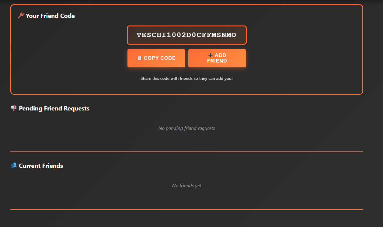 Friend Code Generated